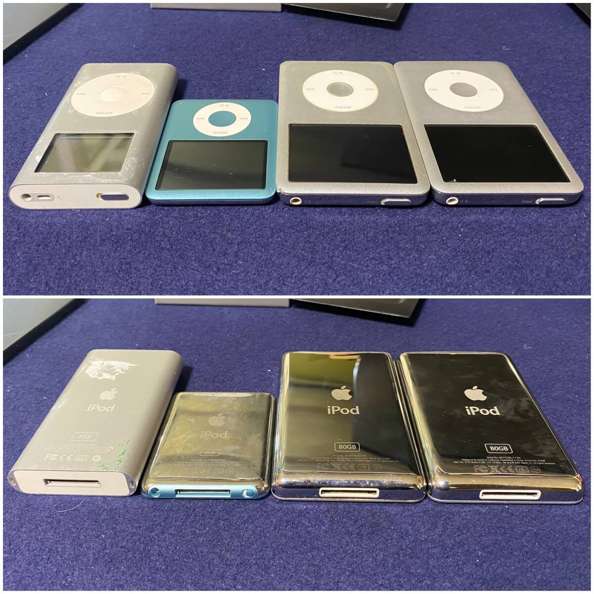 1円? ipod 4臺(tái) まとめ mini classic nano / A1051 / A1236 / A1238 アイポッド 通電 箱あり ジャンク 中古 現(xiàn)狀品