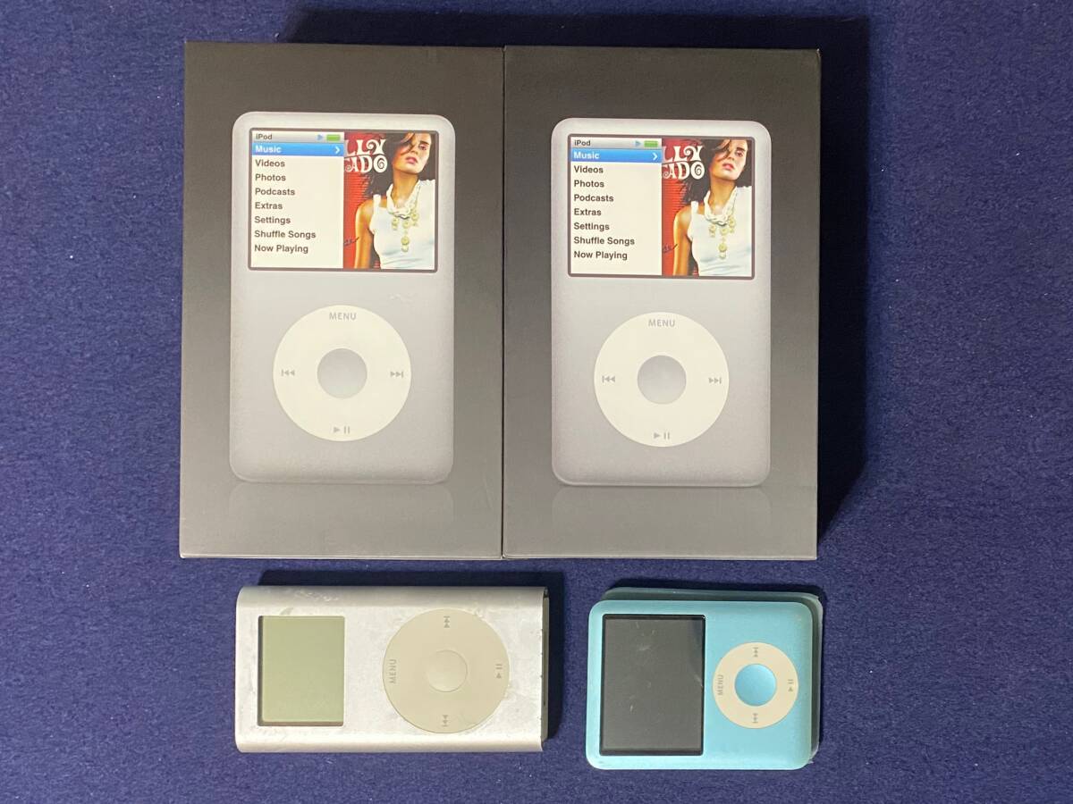 1円? ipod 4臺(tái) まとめ mini classic nano / A1051 / A1236 / A1238 アイポッド 通電 箱あり ジャンク 中古 現(xiàn)狀品