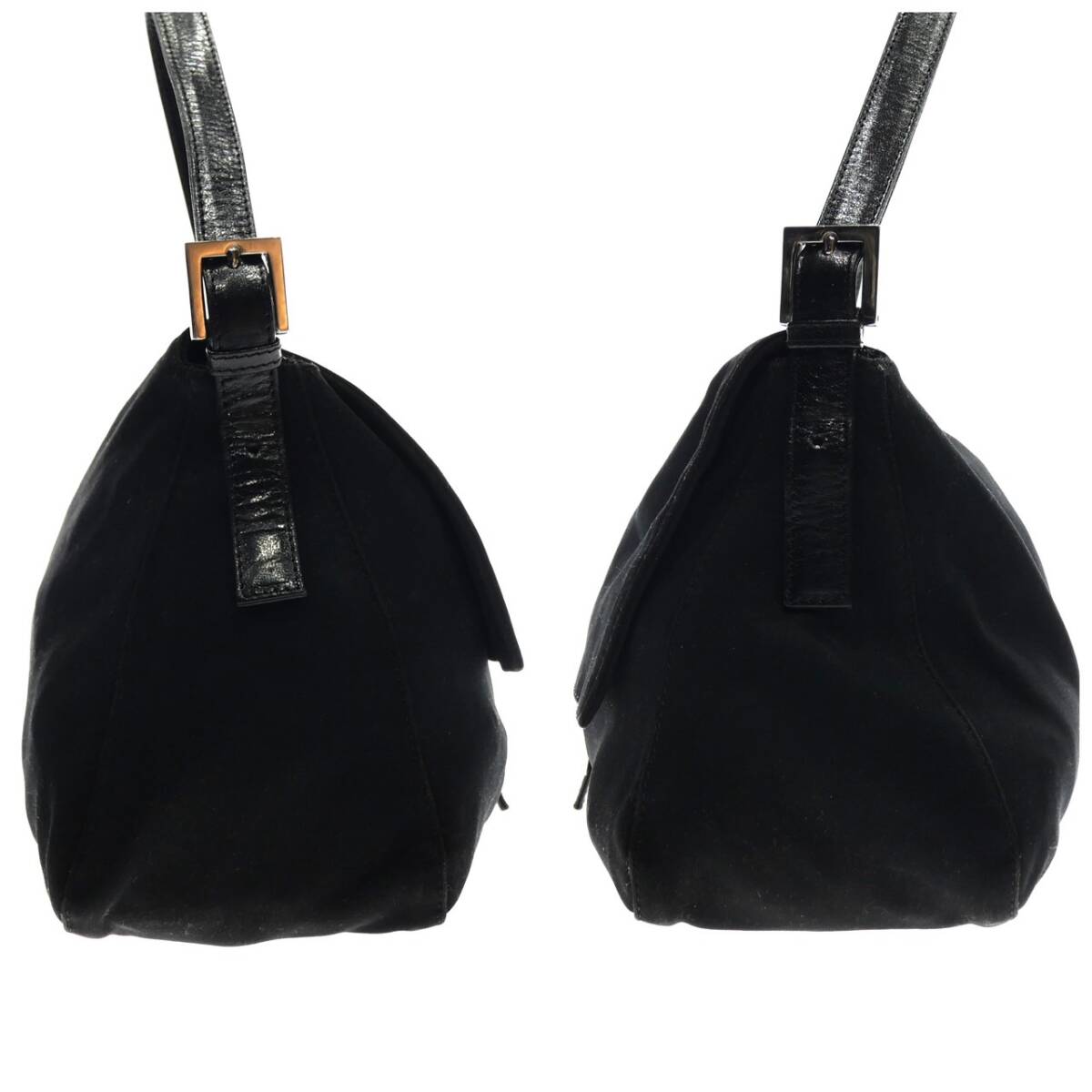 1円スタート FENDI フェンディ コットンジャージ マンマバケット シルバー金具 ショルダーバッグ ハンドバッグ ブラック 黒 レディース