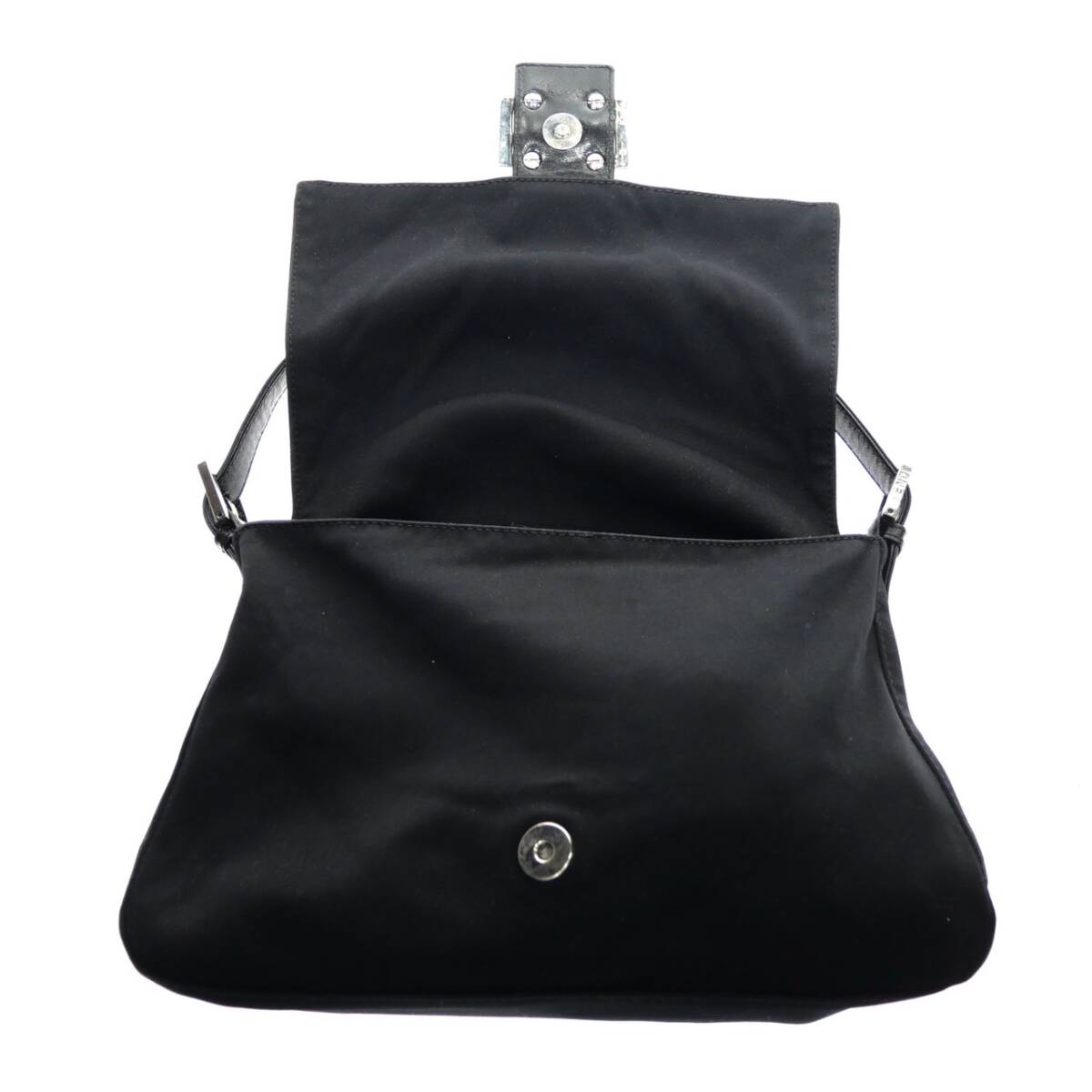 1円スタート FENDI フェンディ コットンジャージ マンマバケット シルバー金具 ショルダーバッグ ハンドバッグ ブラック 黒 レディース