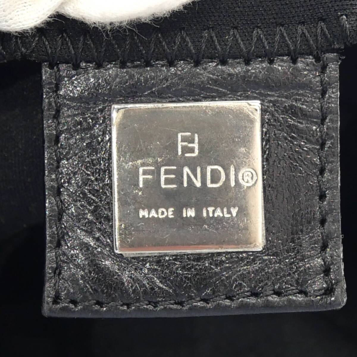 1円スタート FENDI フェンディ コットンジャージ マンマバケット シルバー金具 ショルダーバッグ ハンドバッグ ブラック 黒 レディース