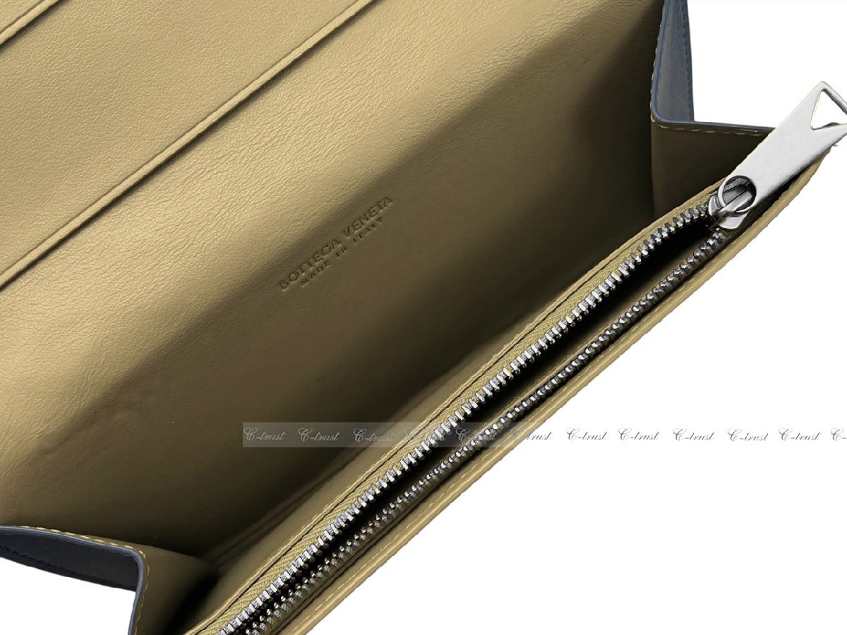L396.. BOTTEGA VENETA ボッテガ ヴェネタ 長財(cái)布 ウォレット バイカラー 2つ折り イントレ イタリア制 ★ 4219 SURF × TRAVERTINE