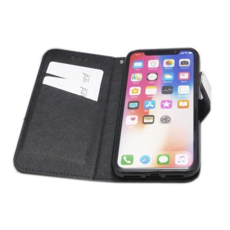 iPhone XS/X блокнот type подставка карта держатель окантовка рисунок PU iPhone X I ho nXS кейс покрытие черный чёрный цвет 