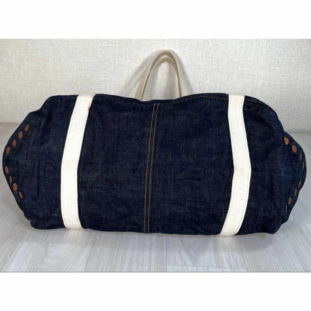 【良品】RRL/ダブルアールエル　デニム トートバッグ　イタリア制　A4収納可　大容量　耳付き　セルビッジ　ロゴ革パッチ　ラルフローレン