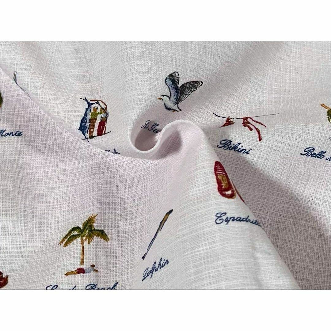 【美品】SINA COVA/シナコバ　半袖シャツ　マリン総柄 プリント　キャプテン ロゴ刺繍　清涼生地　ボタンダウン　日本制　ゆったりサイズ感