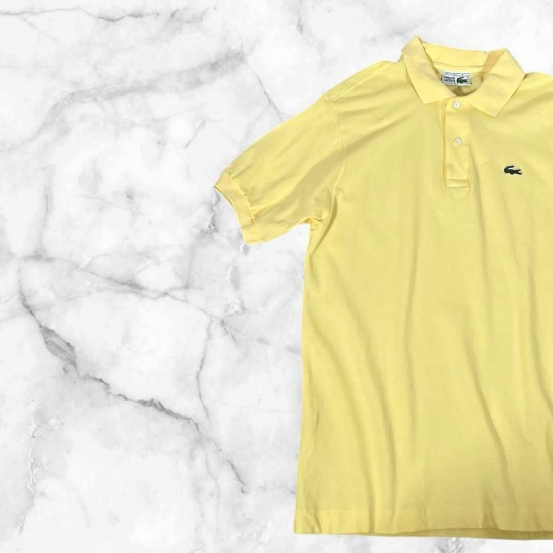 【新品未使用】LACOSTE/ラコステ　ポロシャツ　80s 　デッドストック　フランス制　ヴィンテージ　鹿の子　フレラコ　サイズ5(XL)　ロゴ