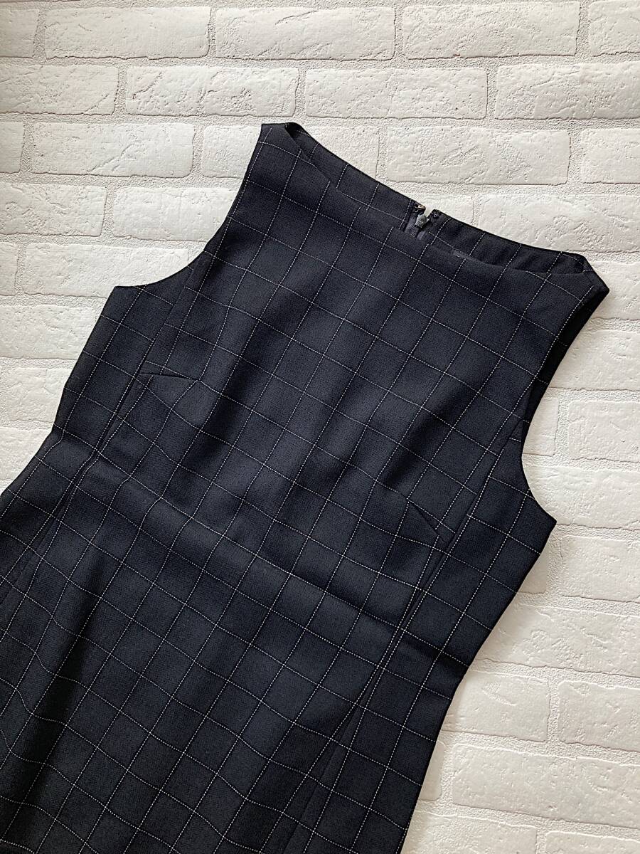 ◆ RALPH LAUREN ラルフローレン ノースリーブ　ワンピース ひざ丈　格子柄　チェック　フォーマル　ドレス　レディース　サイズ7　黒　