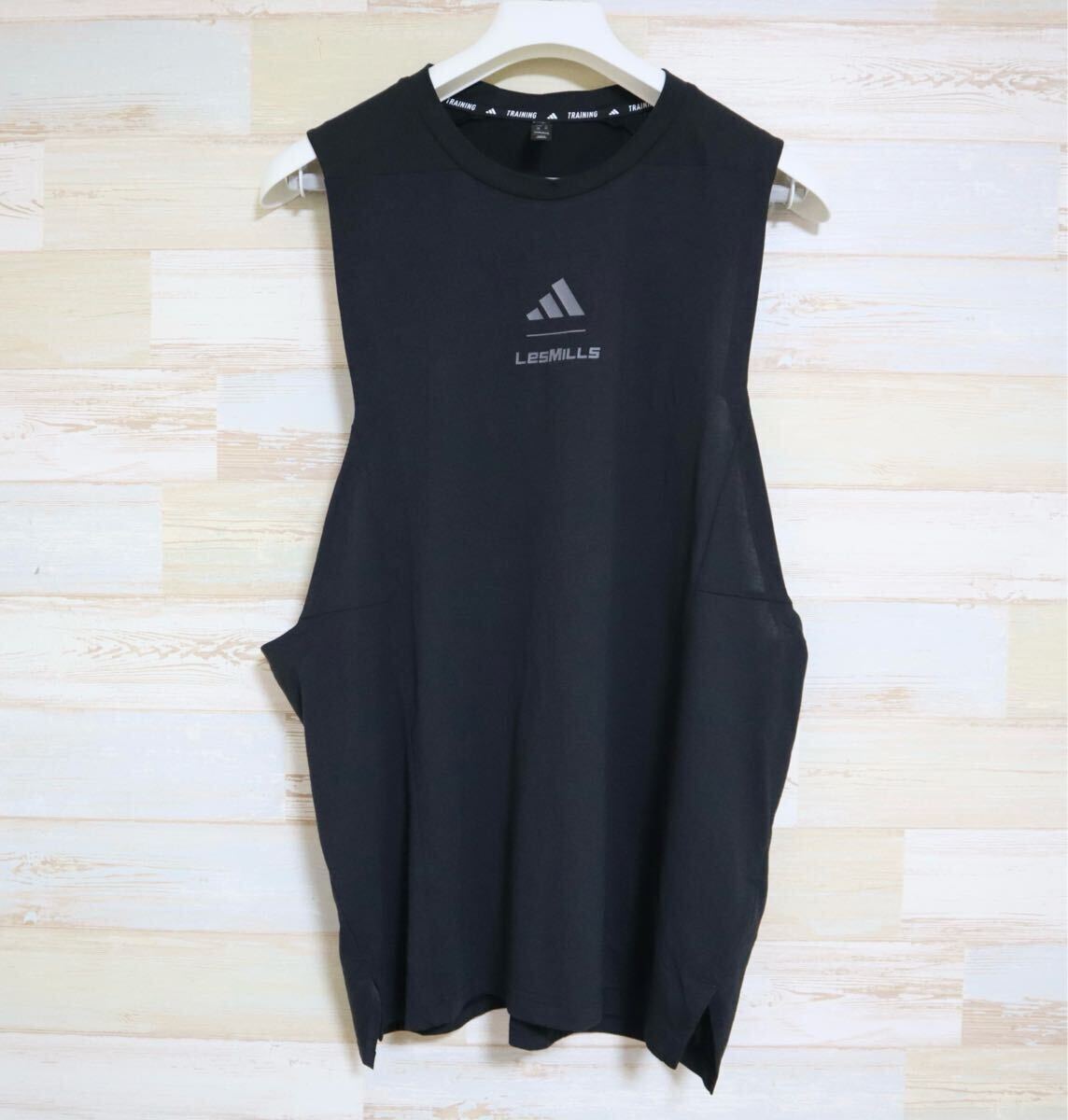  новый товар XL adidas Adidas LES MILLS графика майка безрукавка тренировка одежда чёрный черный 