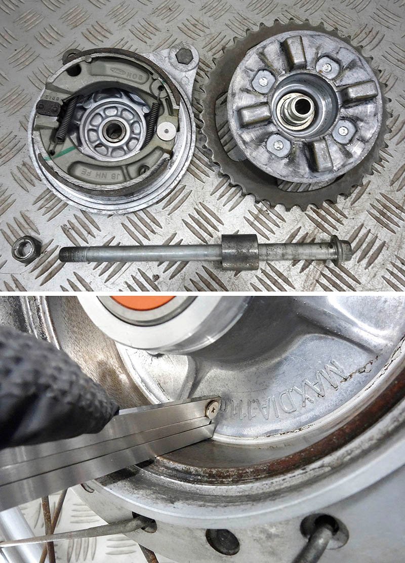 スーパーカブ90 カスタム セル付 HA02 リアホイール k11-04s14 J17×1.40 角目