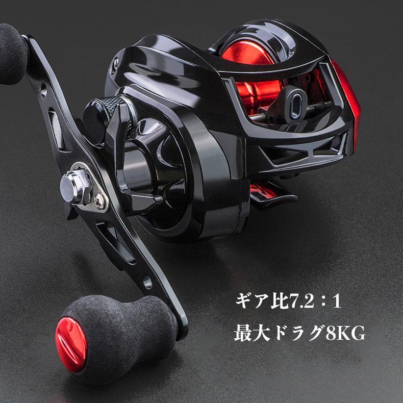 YU184R リール ベイトリール 右巻き 軽量 深溝スプール アルミ合金製スプール 海 渓流釣り 強力マグネットブレーキ 遠投 最大ドラグ8KG_画像2