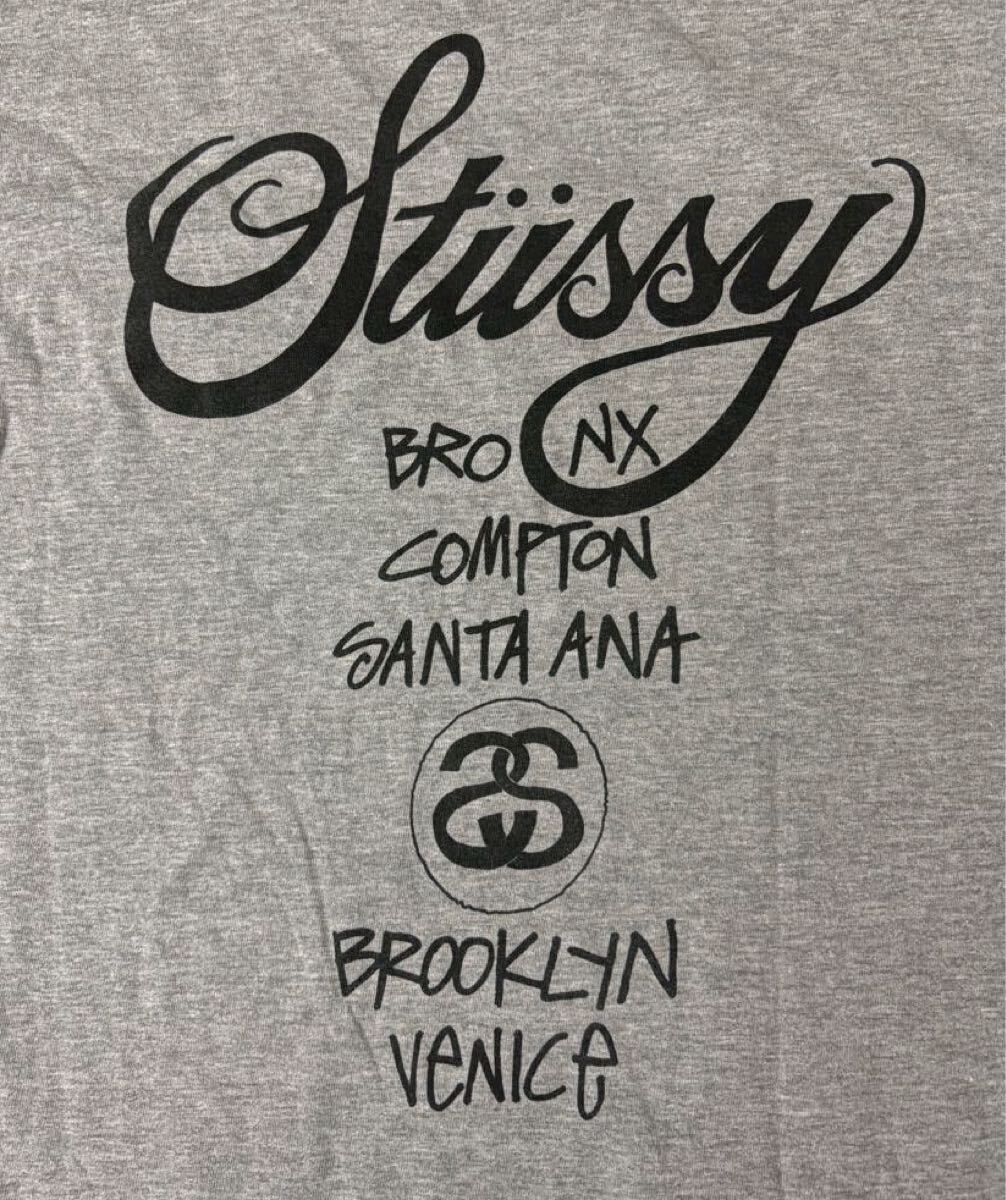 【定番】Stussy World Tour L/S Tee M ステューシー 半袖 グレー クルーネック カットソー ワールドツアー ロンT