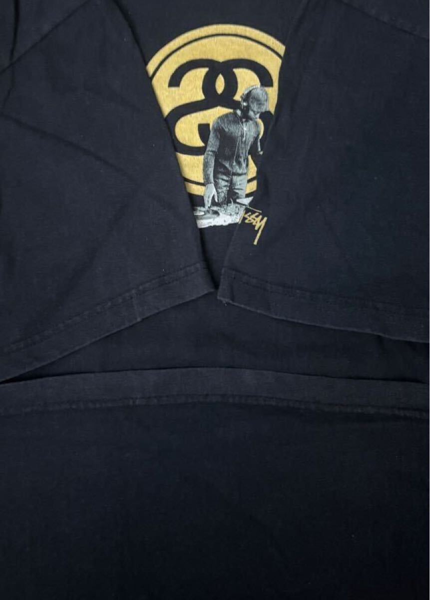 【90s】Stussy Graphic S/S Tee Navy L Made in USA ステューシー 半袖 Tシャツ ヴィンテージ ネイビー カットソー DJ SSリンク ロゴ