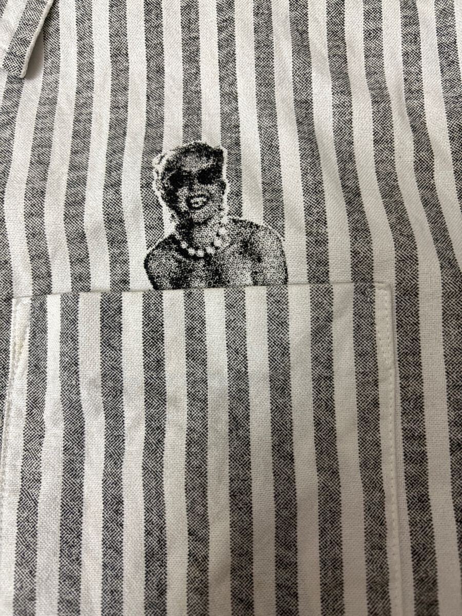 Stussy Marilyn Monroe S/S Shirts Grey L ステューシー マリリン?モンロー 半袖シャツ ボタン ダウン ストライプ 