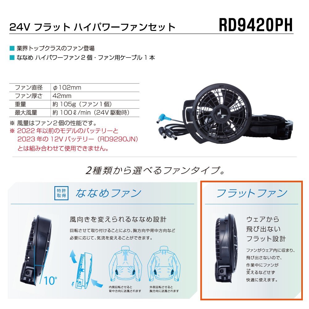 空調(diào)風(fēng)神服 【24V フルセット フラットファン】 サンエス KF92382G フルハーネス対応 ベスト 色:ブルー サイズ:LL