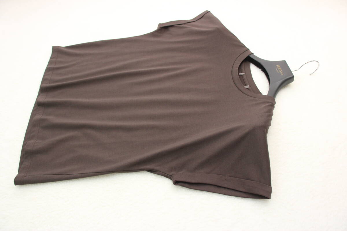 5-1234 新品 シルケット天竺クルーネックＴシャツ ブラウンＦサイズ