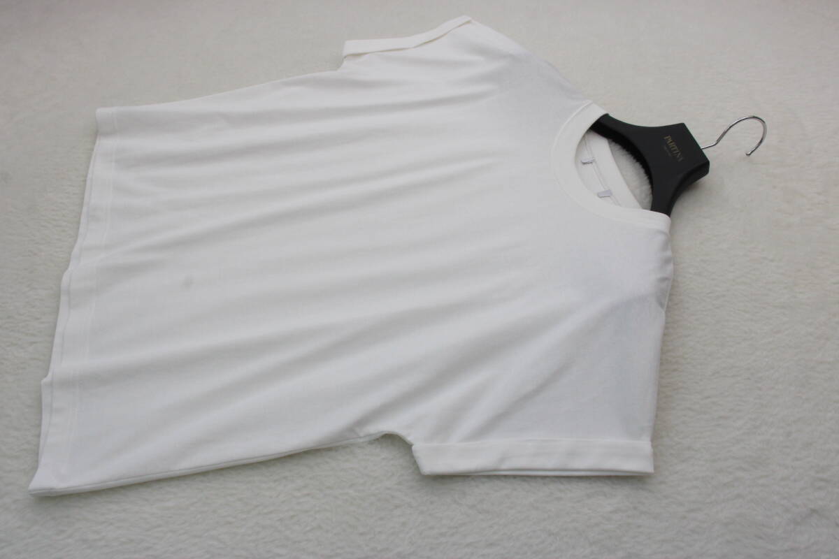 5-1243 新品 折り袖クルーネックＴシャツ ホワイトＦサイズ
