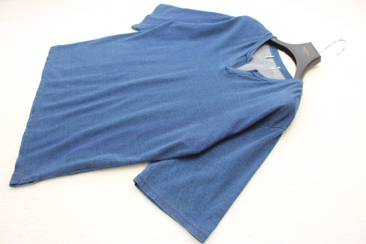 5-1282 新品 キーネックデニム調(diào)カットソー