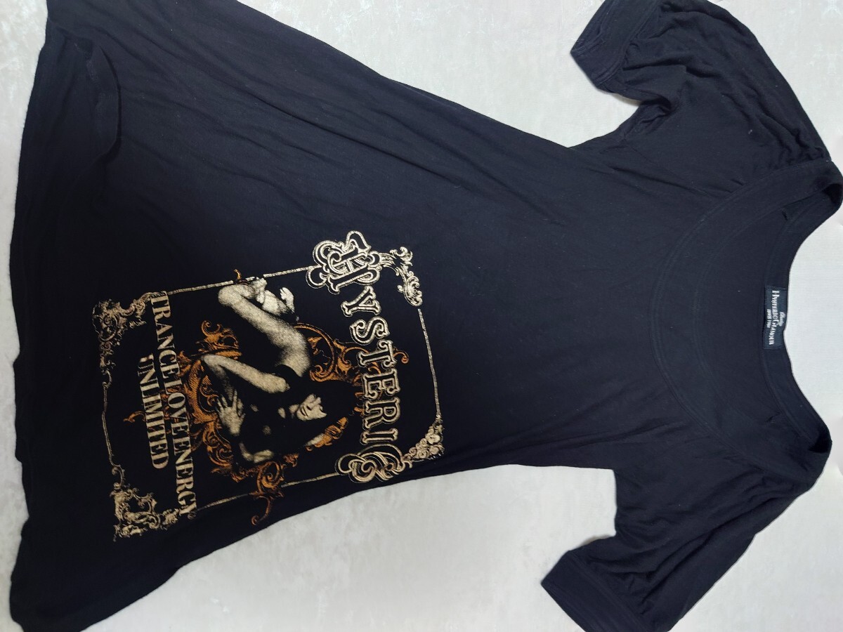 HYS ヒステリックグラマー Tシャツ ワンピース 半袖　バルーン袖　黒　BK　ガール柄 HYSTERIC GLAMOUR