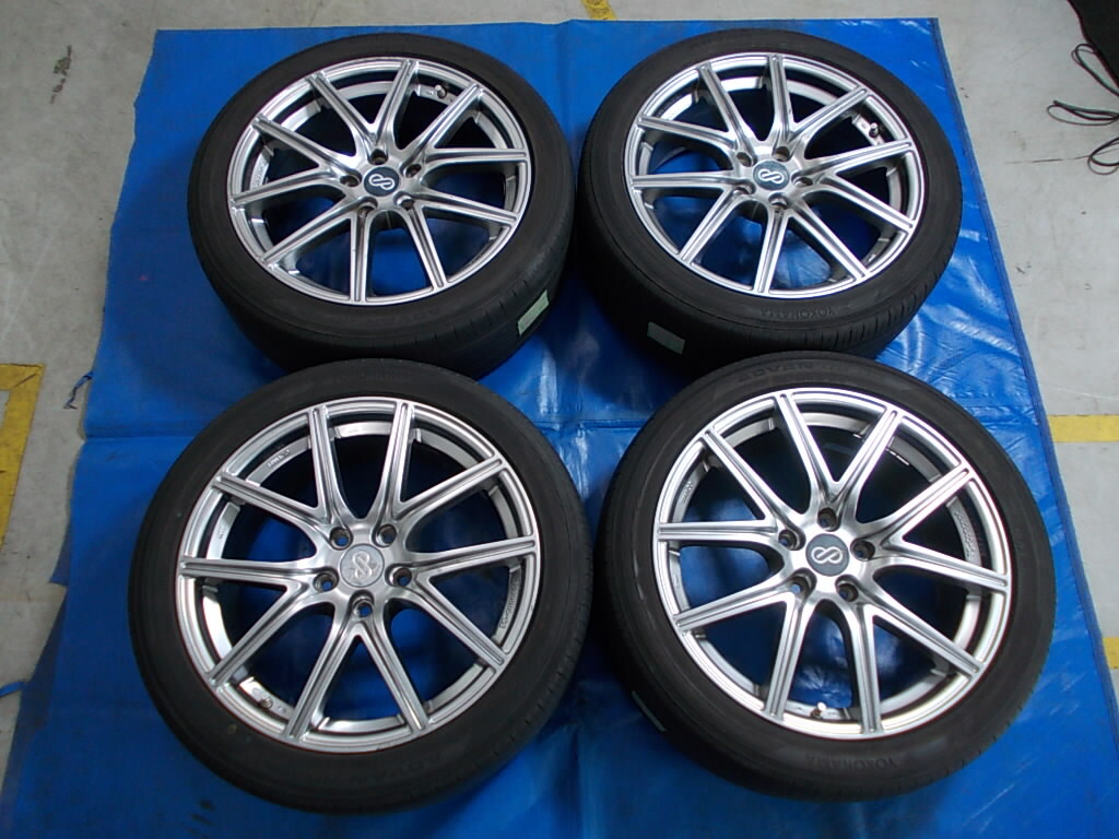 ★中古★ENKEI■255/45R18 91W■18x7.5J ET48 114.3 5穴■ノア/ヴォクシー/セレナ/ステップワゴン ミニバン等■アルミホイール4本set_画像1