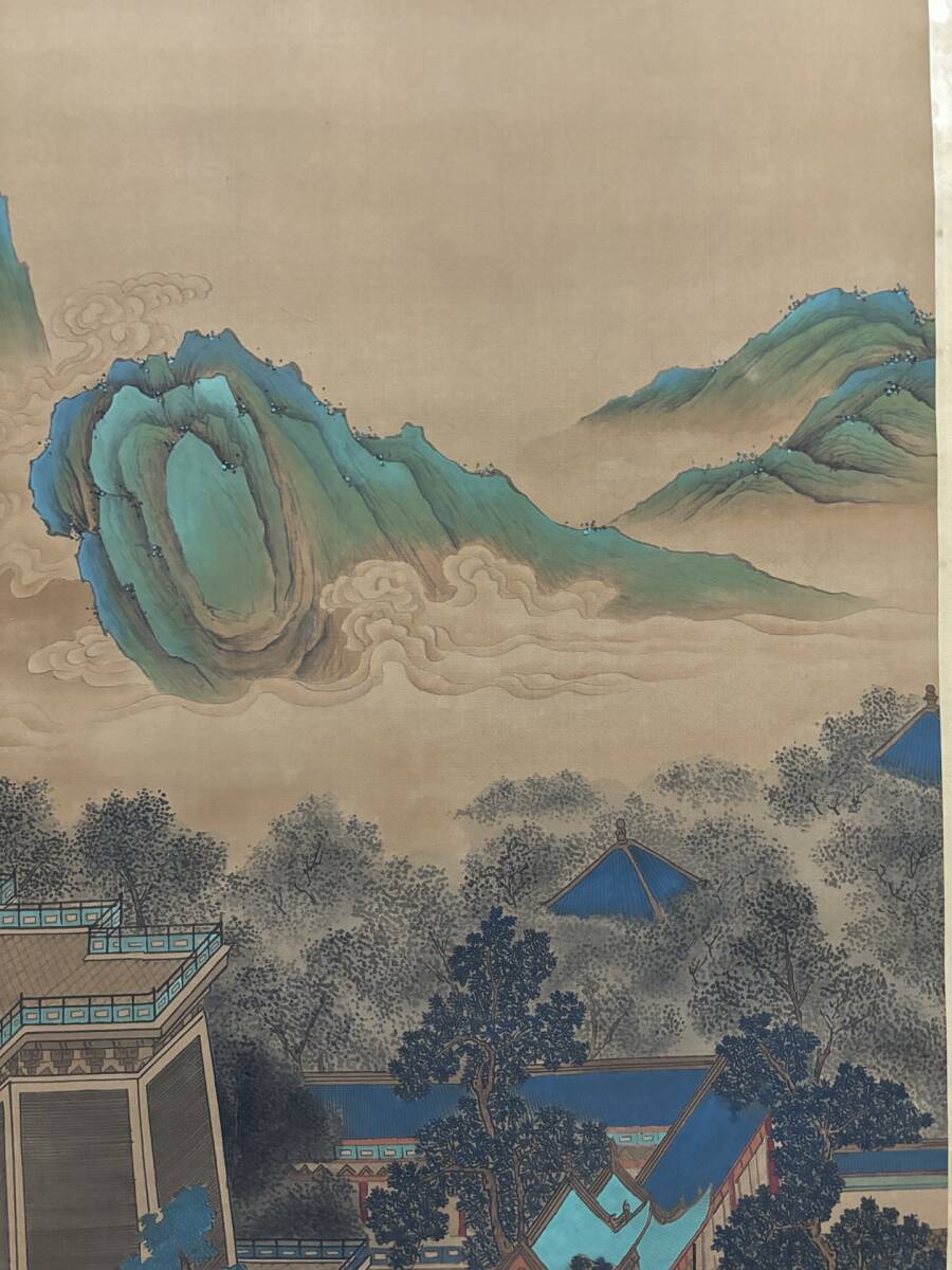 水墨画 掛軸 山林秋色図 立て掛け 謝光力画 中国 絵画 山水
