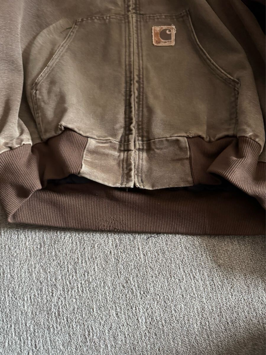 Carhartt アクティブジャケット USA制 カーハート　80s 90s 00s フェード　JACKET ブラウン　ダック パーカー　USA制　デトロイト