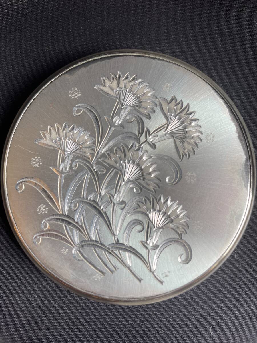 銀 Silver 彫金 純天銀 コンパクト ミラー アンティーク レトロ