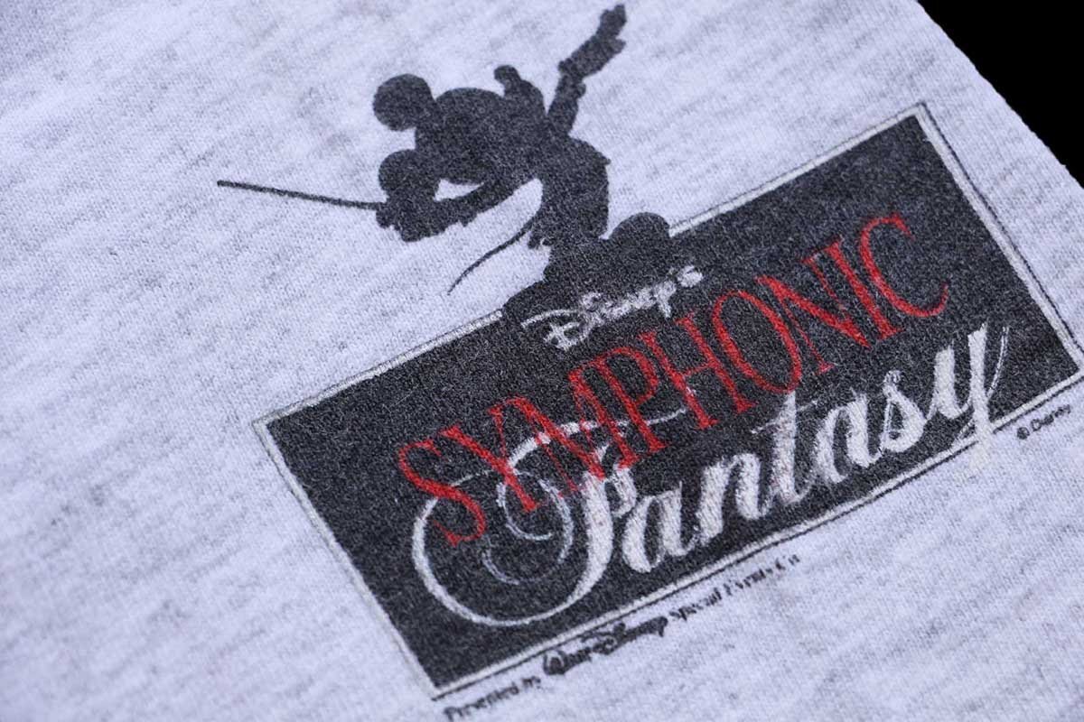 ★90s USA製 DISNEYディズニー SYMPHONIC Fantasy ミッキー マウス コットンTシャツ 杢ライトグレー XL★ビンテージ キャラ ドナルド 音符_画像5