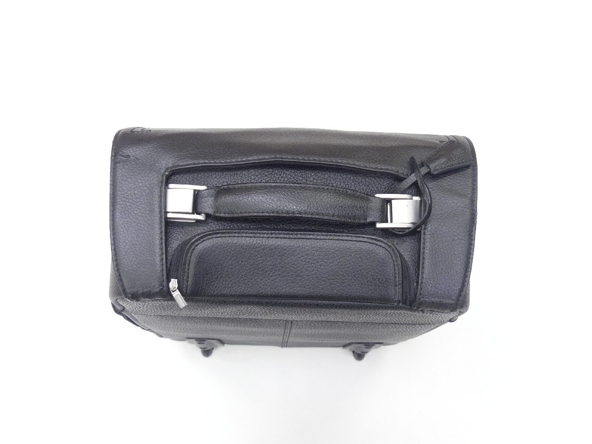 1円スタート Brooks Brothers スーツケース キャリーバッグ ブラック レザー ２段階調(diào)節(jié) B＋＋