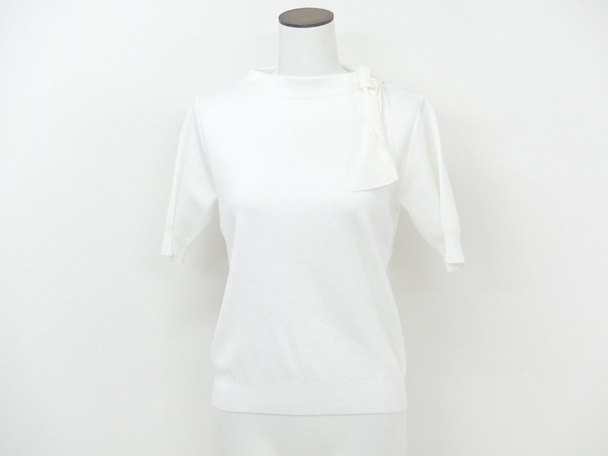 FOXEY ニットトップ シャーロット 40 ロイヤルホワイト コットンBLEND ’22年商品 42708