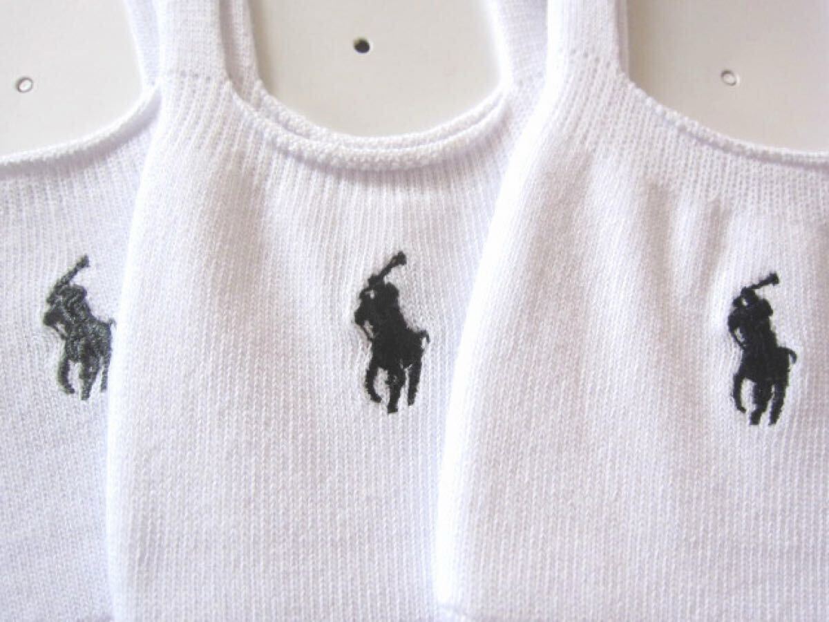 POLO ラルフローレン新品！6足セット マーク刺繍入りベリーショートソックス 25-27cm白 送料無料フットカバー インステップ靴下