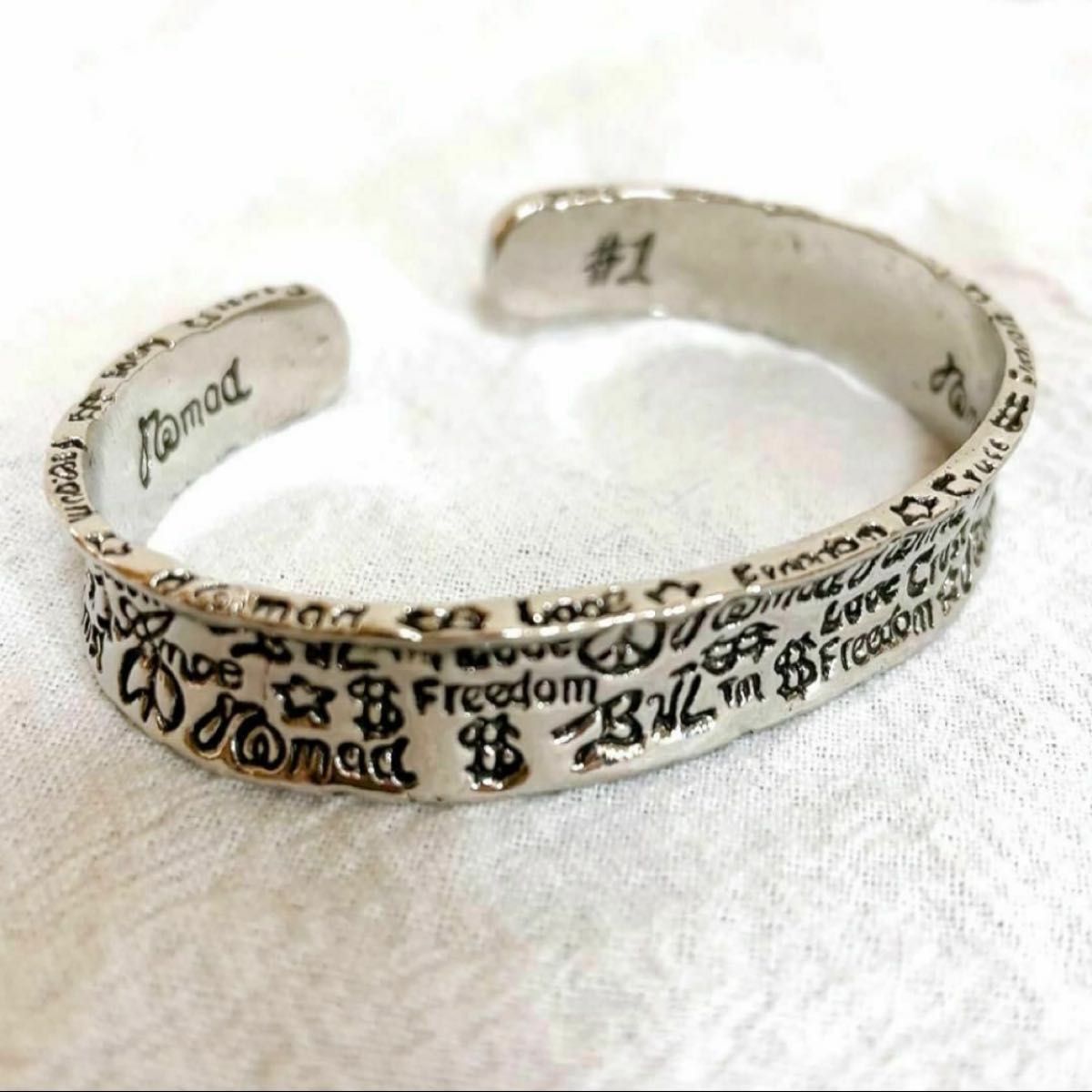 バングル　ブレスレット　英字　絵文字　古代文字　ナバホ シルバー メンズ レディース ユニセックス 刻印 ストリート