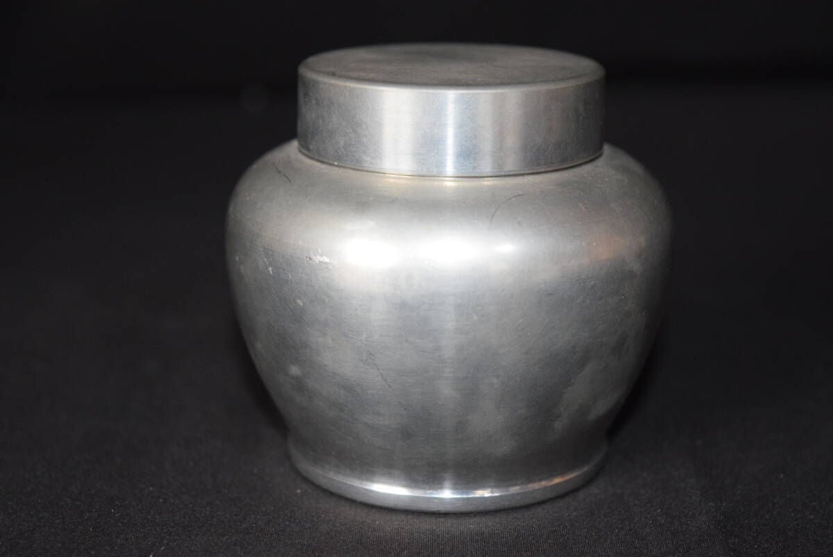 中国美術 煎茶 唐物 古錫 茶入 尚天泰造 時代物 古美術(K-YC457)