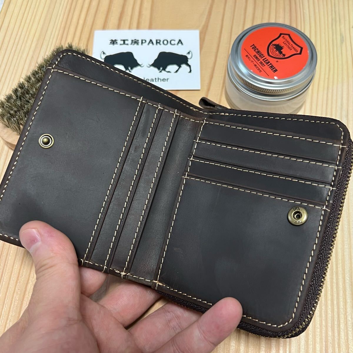 イタリアンレザー「オイルドヌバック」牛ヌメ革 本革 コンパクト ミニ財布 黒 ブラック イタリアンレザー「オイルドヌバック」牛ヌメ革 本