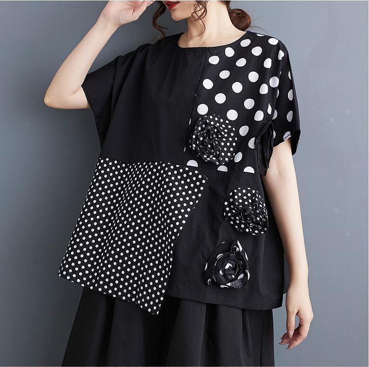大きいサイズ レディース トップス ドット シャツ 春夏 秋 新品