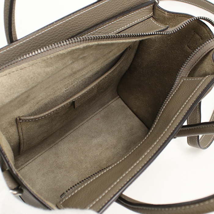 中古良品 CELINE セリーヌ ハンドバッグ ラゲージ ナノ レディース グレー