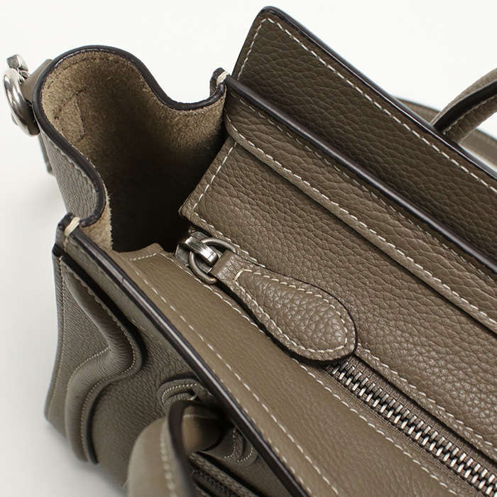 中古良品 CELINE セリーヌ ハンドバッグ ラゲージ ナノ レディース グレー