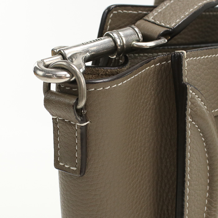 中古良品 CELINE セリーヌ ハンドバッグ ラゲージ ナノ レディース グレー