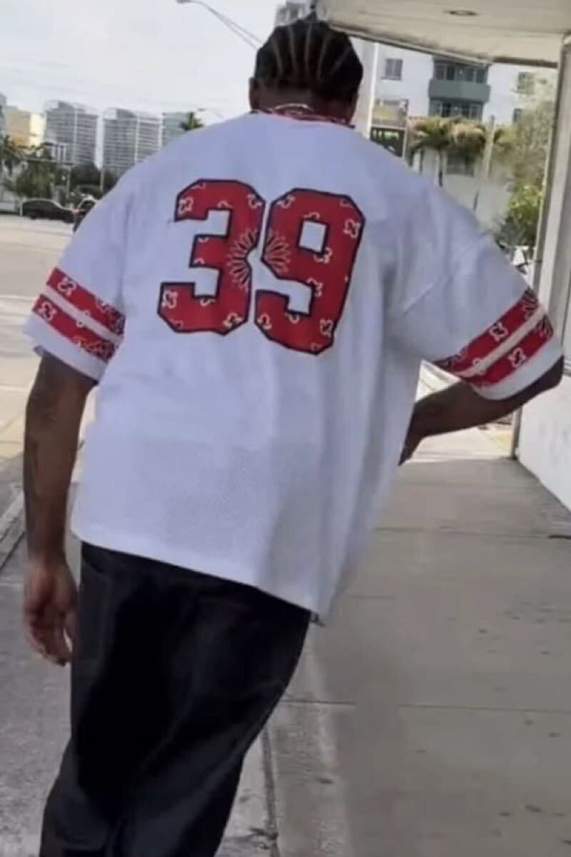 [ новый товар не использовался ] 25SS новый товар SUPREME Supreme BANDANA FOOTBALL JERSEY футболка cut and sewn TEE бандана рисунок WHITE S белый цвет 