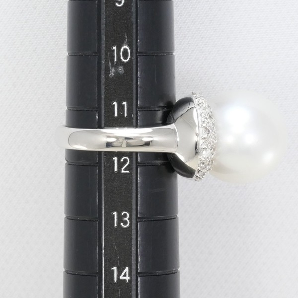 PT900 リング 指輪 11.5號 南洋真珠 約14mm ダイヤ 0.65 カード鑑別書 総重量約16.1g 中古 美品 送料無料☆0315