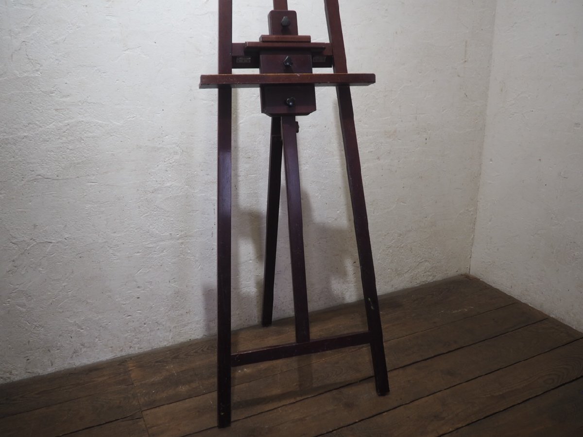 タU0680◆最大H117cm◆ビンテージ◆レトロな古い木制イーゼル◆畫材 絵畫 油絵 美術(shù) スタジオ メニューボード 看板 店舗什器 カフェK笹4