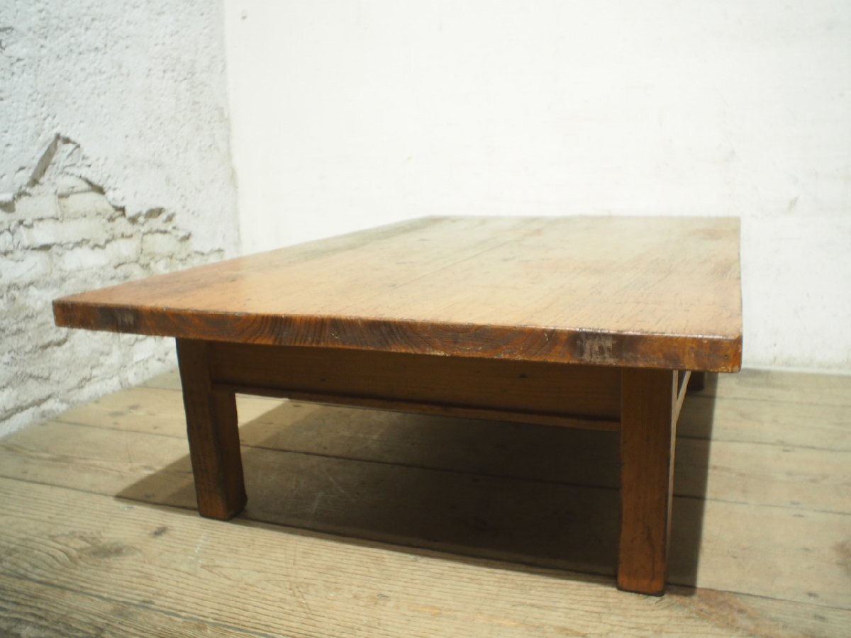 タI0825◆天板W94cm×D60cm◆素樸な杉材のレトロな古い木制文機(jī)◆座卓 ちゃぶ臺(tái) 展示棚 陳列臺(tái) 古家具 古道具 引き出し アンティークL笹4