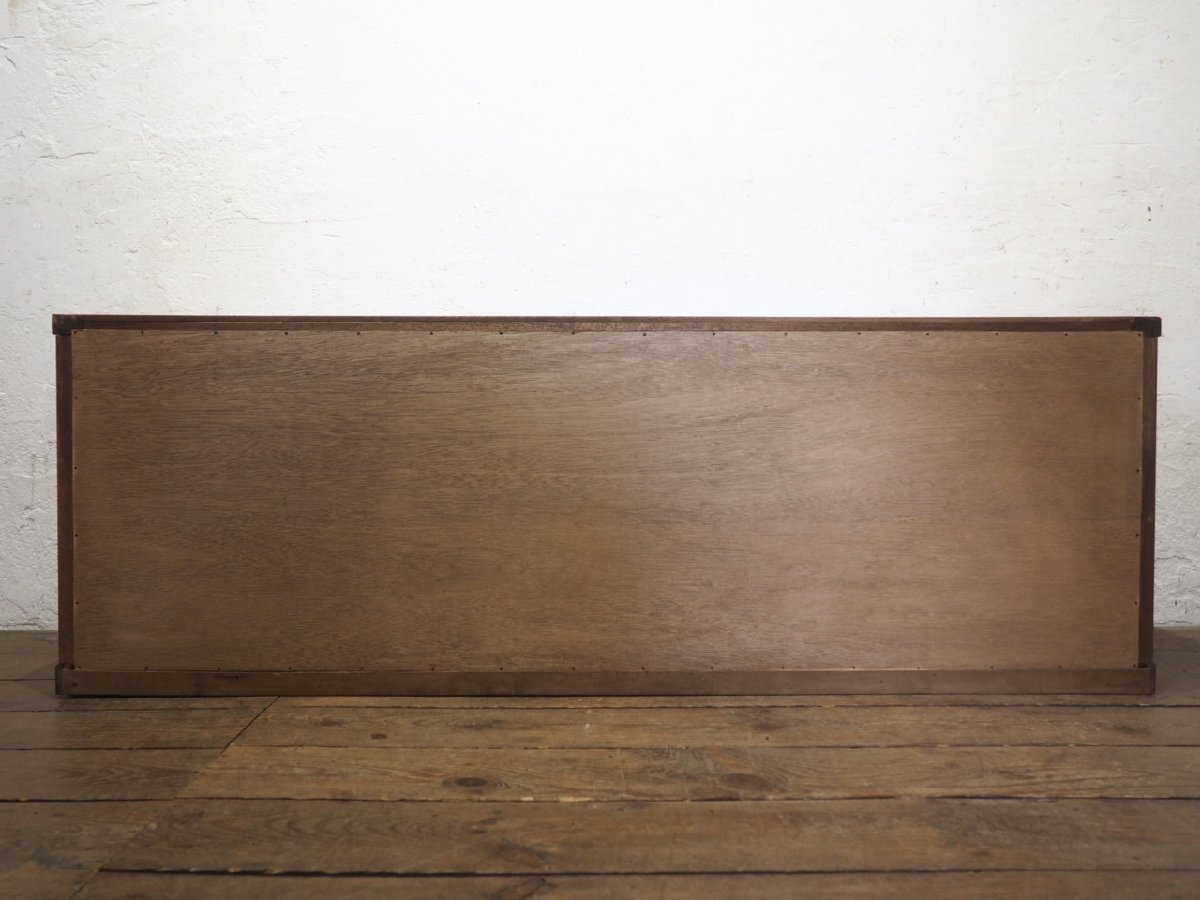 タ荷T0806◆①H53cm×W151,5cm◆ロータイプの大きい木制ガラスケース◆飾り棚 収納棚 展示臺 ショーケース レトロ ヴィンテージO(ヤD)松