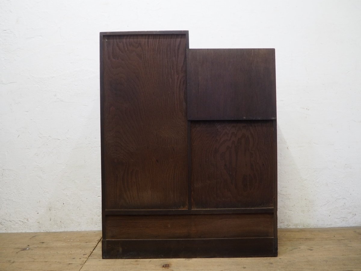 タN0247◆H106cm×W82cm◆アンティーク◆素?cái)长圣钎顶ぅ螭喂扭つ局骑棨昱铩魠Ъ{棚 食器棚 戸棚 ガラスケース キャビネット レトロN庭