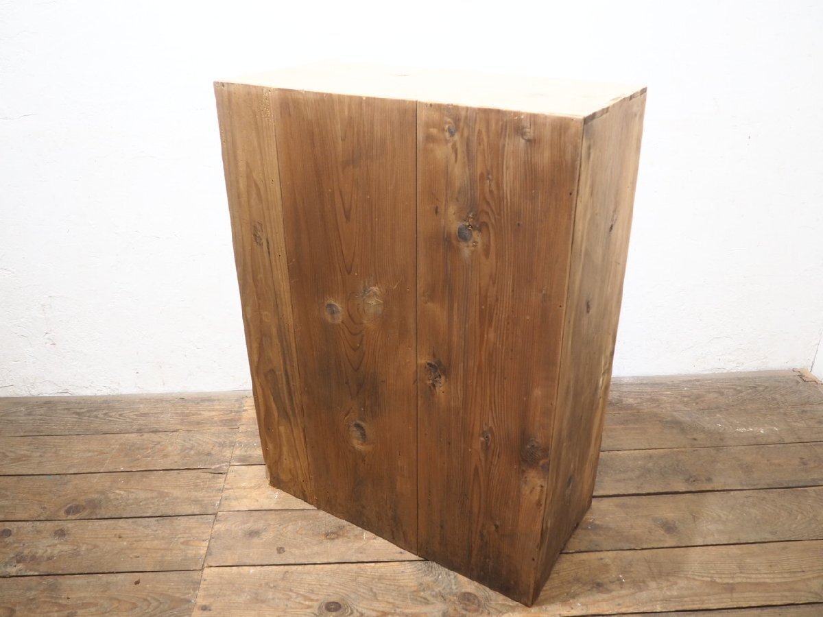 タV0816◆①H100cm×W74,5cm◆レトロな味わいの古い木制飾り棚◆展示棚 下駄箱 収納ケース オープンラック ディスプレイ ビンテージM松