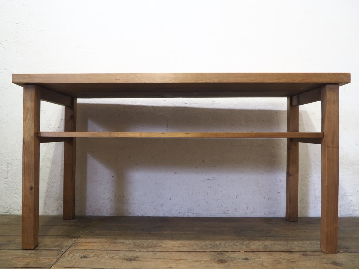 タ荷S0369◆④天板W142cm×D54cm◆しっかりとした大きい木制テーブル◆機 作業(yè)臺 カフェ ダイニング レトロ ビンテージR(ヤD)伊