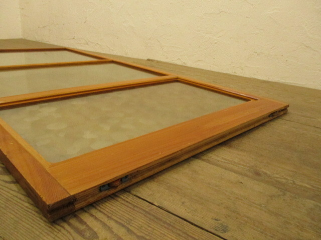 タW071◆(1)【H176cm×W93cm】◆昭和レトロな味わいの古い木製ガラス戸◆建具引き戸古民家町屋古家具古道具カフェM下_画像5