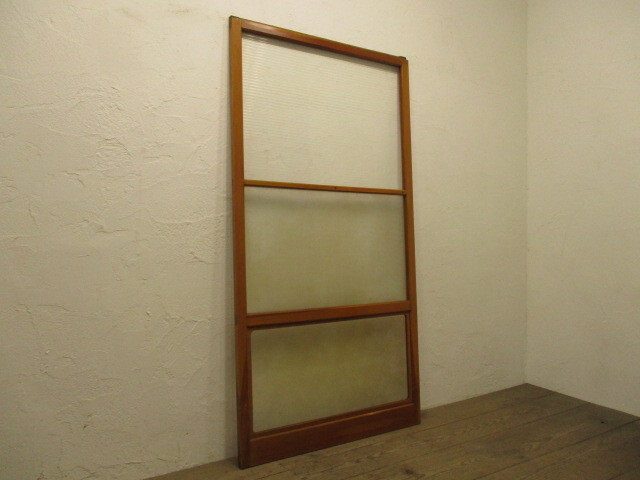 タW071◆(1)【H176cm×W93cm】◆昭和レトロな味わいの古い木製ガラス戸◆建具引き戸古民家町屋古家具古道具カフェM下_画像6