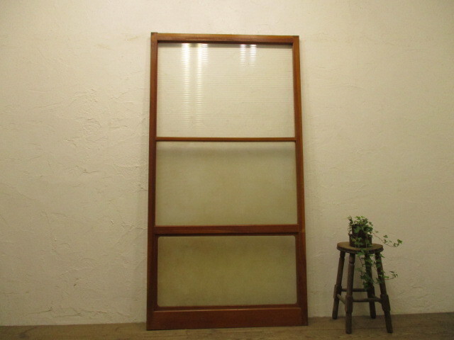 タW071◆(1)【H176cm×W93cm】◆昭和レトロな味わいの古い木製ガラス戸◆建具引き戸古民家町屋古家具古道具カフェM下_画像7