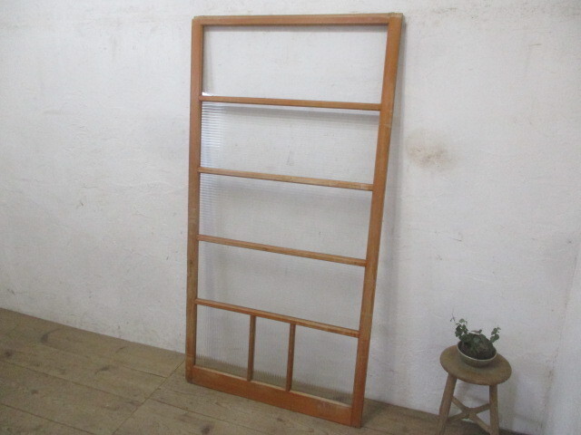 taN064*(4)[H175,5cm×W91cm]* симпатичный молдинг стекло. ретро старый дерево рамка-оправа раздвижная дверь * двери стекло дверь магазин инвентарь строительство материал салон античный M внизу 