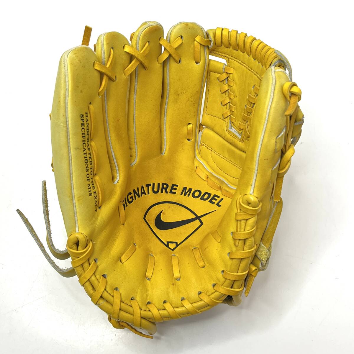 (志)NIKE/ナイキ SIGNATURE MODEL M18 シグネチャー 軟式用 グローブ 左利き用 クラブ イエロー 黃色 松坂大輔モデル (o)0620C
